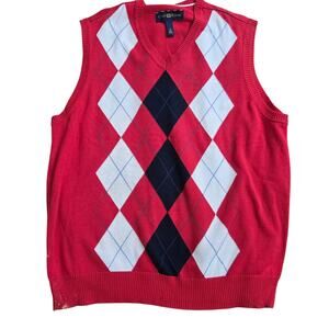 Club Room Men Vtg Y2K Preppy Estate Ivy League Golf Argyle V Neck Sweater Vest M
